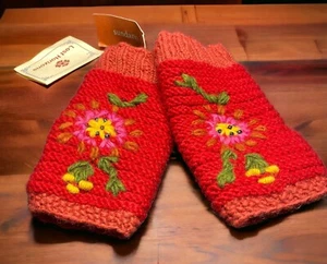 Lost Horizons Handknit Nepal 100% Wool Fingerless Gloves Fleece Lined New - Picture 1 of 9