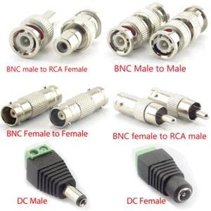 CCTV BNC DC RCA Male Female Coupler Connector Balun Video Coax Crimp RG59 Joiner - Bild 1 von 16