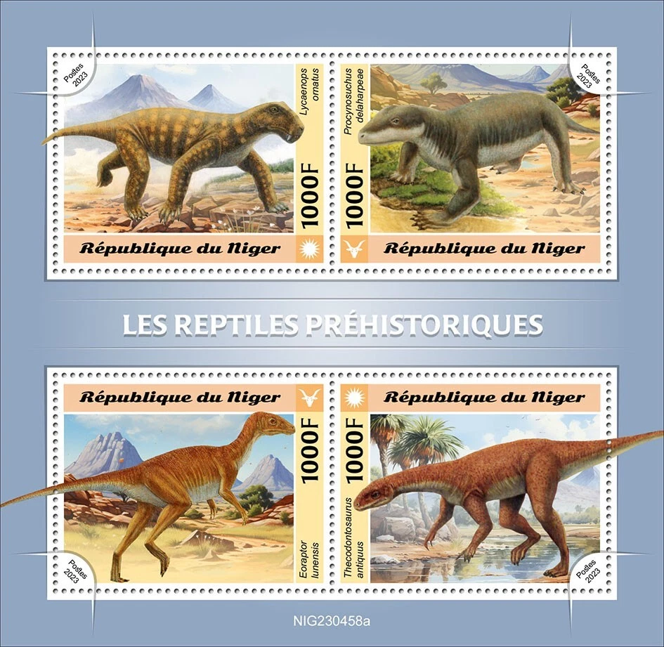 Estampillas de reptiles prehistóricos MNH 2023 Níger M/S Foto 1 de 1