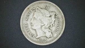 1865 - Nickel Three Cent Piece #43 - Picture 1 of 6
