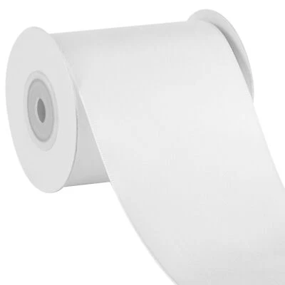 White Satin Ribbon 3 inch 10 Yards Double Face Wedding Chair Sash Bow Decor - Image 1 of 4