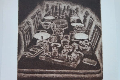 Aquatinta-Radierung „Raclette“, original signiert T. Ehmke, 2025 - Bild 1 von 4