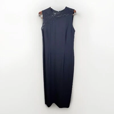 Vestido Vaina Donna Morgan Para Mujer Talla 14 Negro Sin Mangas Escote Transparente Formal Foto 1 de 4