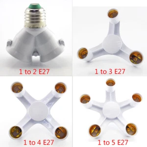 2/3/4/5 in 1 E27 Light Bulb Adapter Holder Converter Socket Base Splitter - Picture 1 of 13