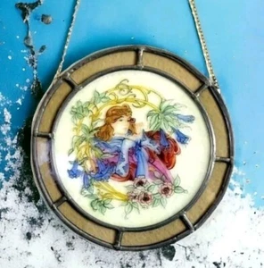 Sun catcher Art Glass Stained Glass Victorian Style Window Panel Flower Girl - Picture 1 of 6