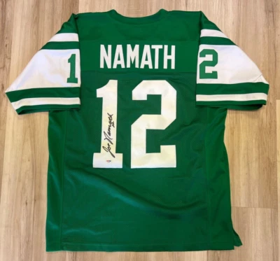 JOE NAMATH #12 NEW YORK JETS SIGNED AUTOGRAPHED CUSTOM JERSEY PSA AUTHENTIC - Image 1 of 4