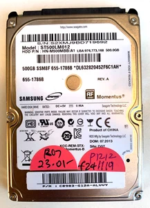 AU Hard drive: Apple Samsung 500Gb 2.5" 5400 SATA ST500LM012 661-5836 655-1786B - Picture 1 of 1