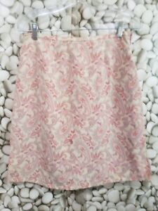 Merona Biege Pink Paisley Silk Lined Side Zip Skirt Size 10