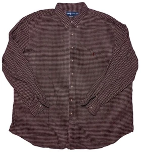 POLO RALPH LAUREN Long Sleeve Button Shirt Maroon Red Black Stripe 4XLT 4XL Tall - Picture 1 of 9