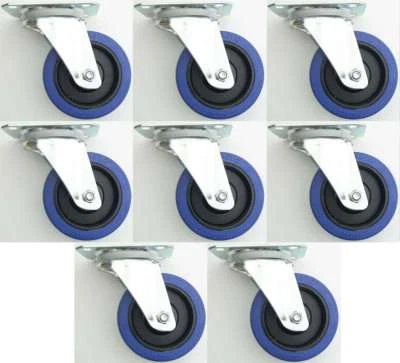 8x SL 100 mm Lenkrollen 180 kg pro Rad BLUE WHEELS Swivel Castor Transportrollen - Bild 1 von 4
