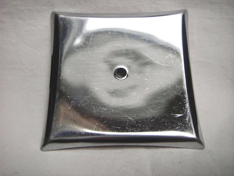 NOS Vintage Mid-Century Modern Square Chrome Backplate for Drawer Pull 2 1/4" Cover