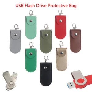 Pouch Bag Case Protective Leather With Keychain For Usb Flash Drive Memory St-XA - Afbeelding 1 van 20