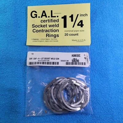 G.A.L. GAGE COMPANY G.A.L. Gage GAL Certified 1-1/4" 1 1/4IN Socket Weld Contraction Rings 20pcs $15
