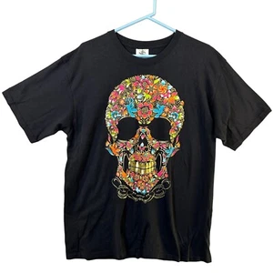 Karani Art Day of the Dead Black T-Shirt EUC Men's Size L - Picture 1 of 8