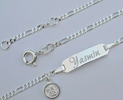 SCHMUCK-AREAL Wunsch Gravur Baby Kinder Armband Armkette Echt Silber 925 mit Schutzengel Taufe