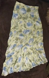 Cabi Womens Sz S Green Floral Flowy Pull On Cottagecore Coastal Style Maxi Skirt - Picture 1 of 21