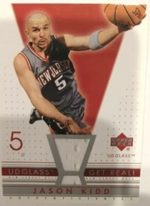 2003-04 UD Glass JASON KIDD Nets Get Real Game Usado Pieza de Camiseta Blanca ¡ENVÍO GRATUITO! - Imagen 1 de 2