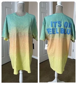 New spiritual jersey it’s OK to be blue Oversized mini T-shirt dress size small - Picture 1 of 7
