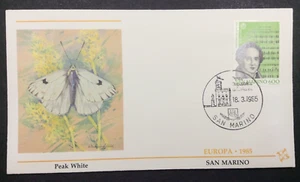 San Marino, EUROPA 1985 Music Set FDC - Peak White Butterfly - Picture 1 of 2