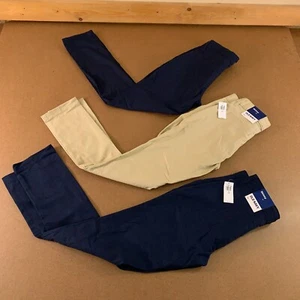 Old Navy Girls Size 14 Slim Blue/KhakiSkinny School Uniform Pants 3 Pack NWT - Picture 1 of 10
