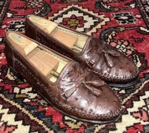 Mocasín sin cordones con borla de avestruz genuino marrón Zelli para hombre 9,5 N - Imagen 1 de 12