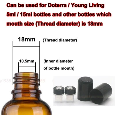 10X Stainless Steel Roller Balls lids for Doterra Essential Oils Bottle 15ml 5ML