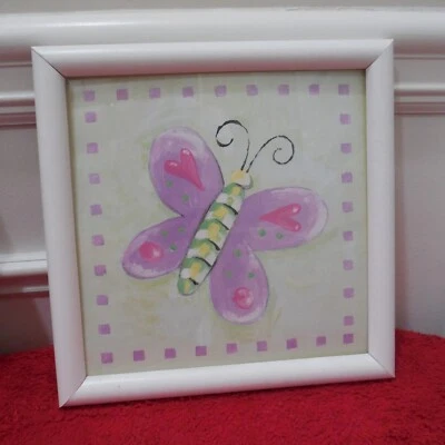 VGUC 8 英寸 x 8 英寸粉彩蝴蝶框印花 - 儿童儿童房游戏室装饰 — 第 1/4 张图片