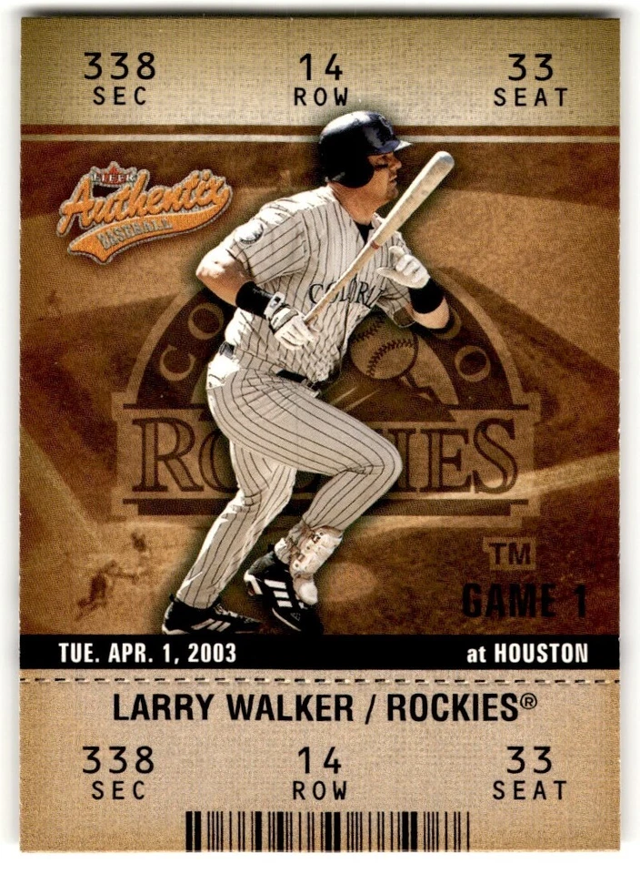 2003 Fleer Authentix Larry Walker #71 Colorado Rockies - Image 1 of 2