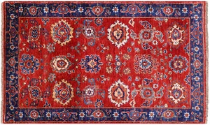 Red 3' 0" X 5' 1" Heriz Serapi Handmade Rug - Q22921 - Picture 1 of 7