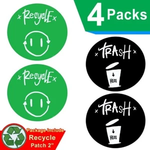 4 Pack 4x4 Recycle Stickers Labels Waterproof Scratch&Fade Proof Trash Can+Patch - Picture 1 of 6