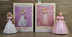 Hallmark Pink Barbies 1994 1995 1st And 2nd Keepsake Ornaments Lot Of 2 Box - Picture 1 of 6