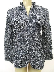 Adressing Woman Black White Zebra Print Sequin Jacket Size L NWT Stretchy Shine - Picture 1 of 7