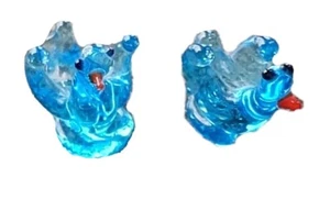Bluebirds Miniatura Azul Estilo Murano Vidrio Soplado (2) Vintage, 5/8" Alto - Imagen 1 de 6