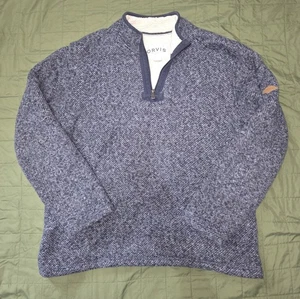 Suéter Pullover Orvis Para Hombres Talla LG Azul 1/4 Cuarto Cremallera Sherpa Vellón Utilitario - Imagen 1 de 5
