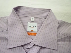 Olymp Luxor Sottile Camicia Polsino Doppio Bottone 43 Viola Chiaro Scuro #E7836 - Foto 1 di 1