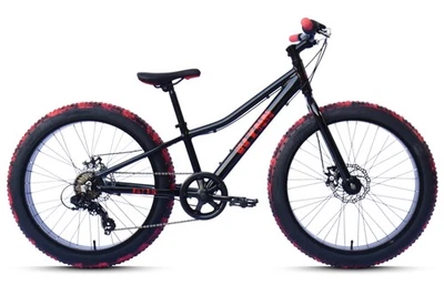 WYNN Fatbike 24 Zoll FAT1.0 schwarz-rot Rahmenhöhe 30 cm Kinder 7 Gänge - Bild 1 von 4