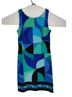 Vestido feminino American Living azul geométrico tamanho 2 básico simples todos os dias - Imagem 1 de 4