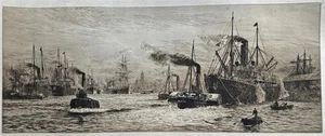 William Lionel Wyllie (1851-1931) Signed Etching - The Clyde at Govan - 1914 - Picture 1 of 6