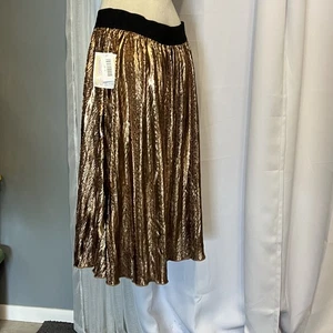 Falda LuLaRoe Jill Mujer Talla Cobre Metálica Plisada Cintura Elástica Pull On Midi - Imagen 1 de 12