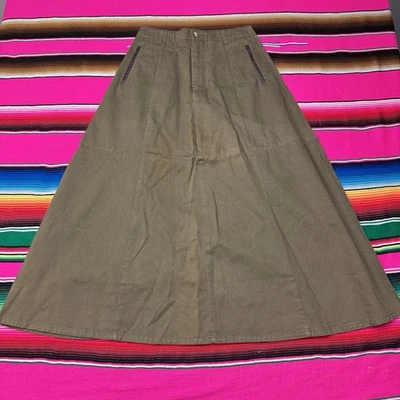 Vintage Royal Robbins Skirt Women's 8 Chino Preppy Modest 80s A Line Green Foto 1 de 4
