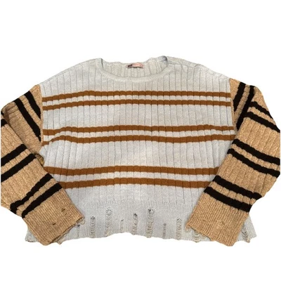 ' SO® Cropped Women’s Large Open-Stitch Hem Crewneck Sweater-kohls - Image 1 of 4