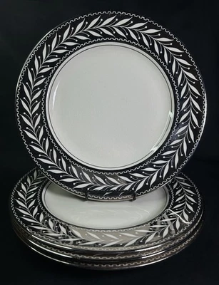 4 RARE Johnson Brothers Pareek Rockwell Silver Lusterware Dinner Plates - Image 1 of 4