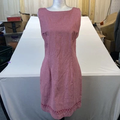 COLLECTION BY CHEROKEE Sleeveless Dress Women's Sz 14 White Pink Check Floral - Image 1 of 4