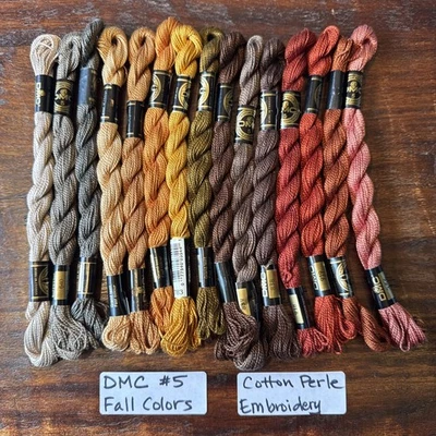 15 Fall Colors DMC Cotton Perle #5 Pearl Embroidery Floss Thread 25m/27.3y/5g ea - Image 1 of 3