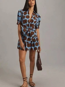 Anthropologie Farm Rio Short-Sleeve Bow-Front Mini Dress. Size M. MSRP $225 - Picture 1 of 10