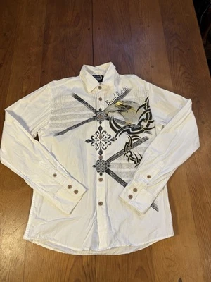 Camisa Brad Butter Mediana Metálica Águila Abotonada Gráfico Dorado  Foto 1 de 4