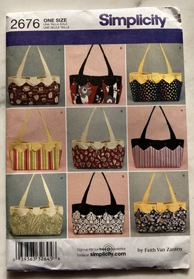 Simplicity 2676 Bags Purses Tote Bag Sewing Pattern Uncut FF - Image 1 of 3