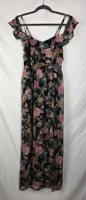 Xhilaration Black Floral Whimsigoth Fairy  Sheer Long Maxi Dress sz S NWT  - Image 1 of 4