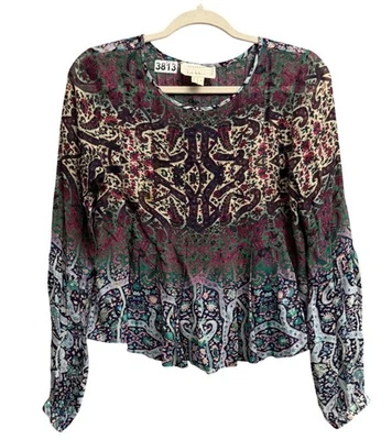 Nicole Miller Artelier Пейсли Блузка с Длинным Рукавом Пеплум Топ Маленький Разноцветный - Изображение 1 из 4