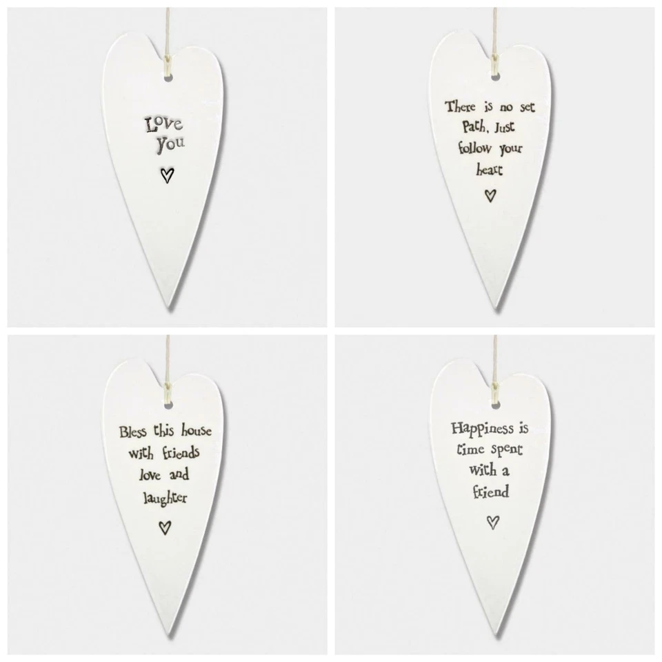 Este de la India Corazón Colgante Largo Porcelana Blanco Regalo Amigos Familia Foto 1 de 1